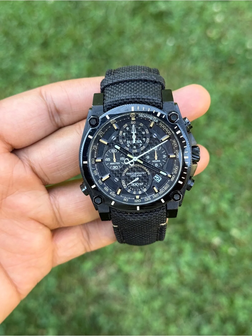 Bulova Precisionist Chronograph Nylon Strap Mens Watch black